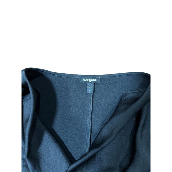 Express Womens L Top Black Sleeveless Cowl Neck Bodysuit Top Snap Closure Comfy - Picture 8 of 10